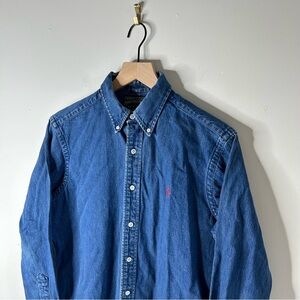 VINTAGE Polo Country Ralph Lauren Shirt Mens Medium Blue Denim button down  M